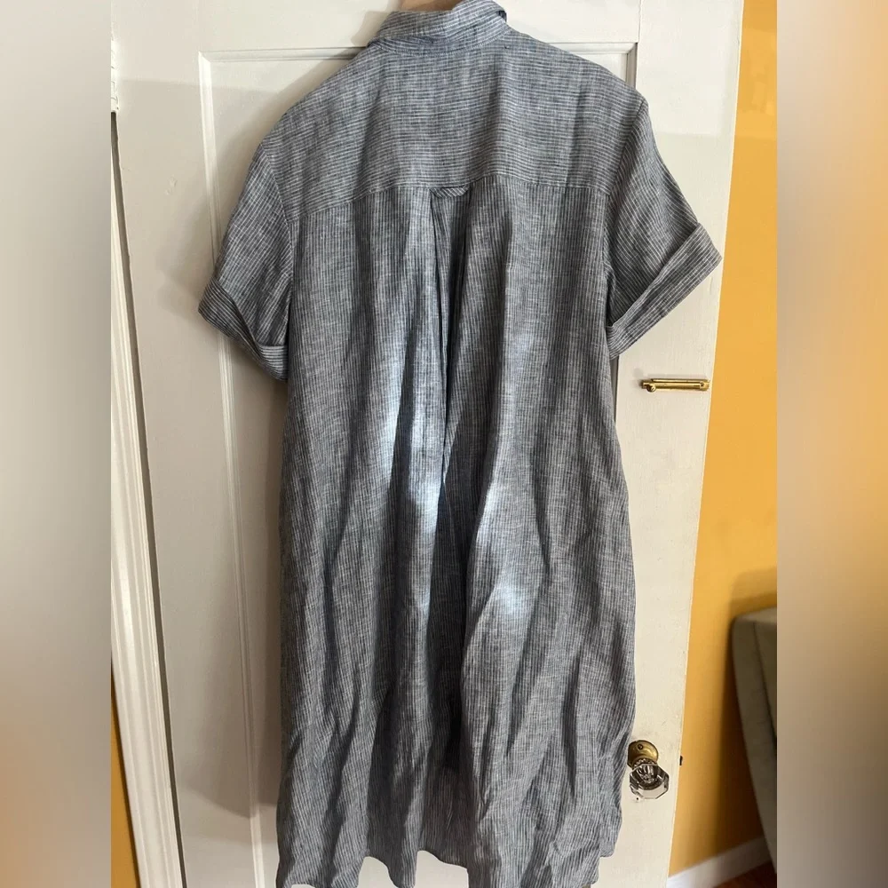 THE DAYTRIPPER DRESS IN LINEN blue and white stripe L EUC - Picture 7 of 7
